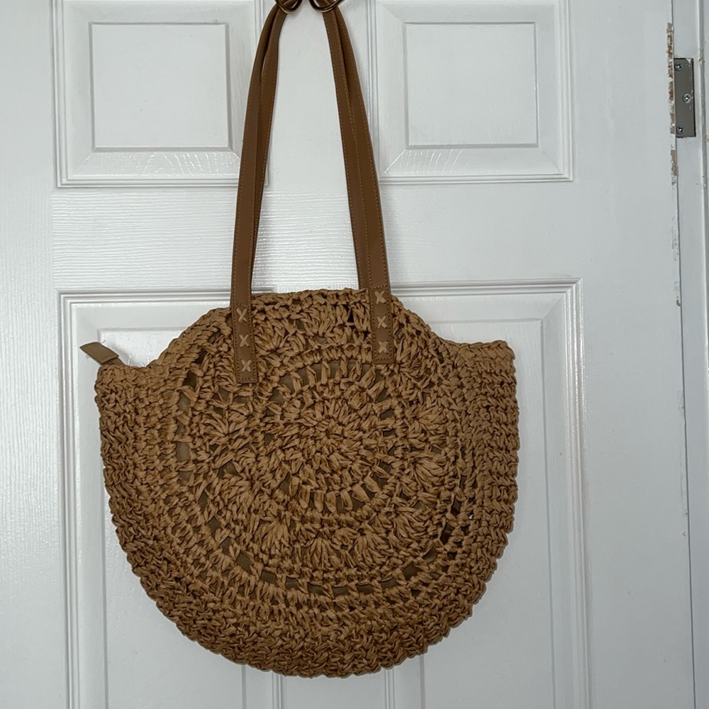Round straw women Tote  Bag